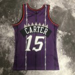 Maillot de Basket #15 Carter Raptors 1998-99 Vintage Violet Imprimé